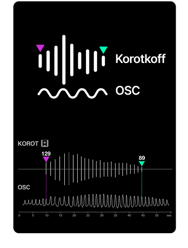 스마트한 이중 신호 감지(Korotkoff+OSC)